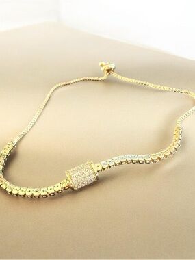 Pave Cylinder Tennis Bracelet